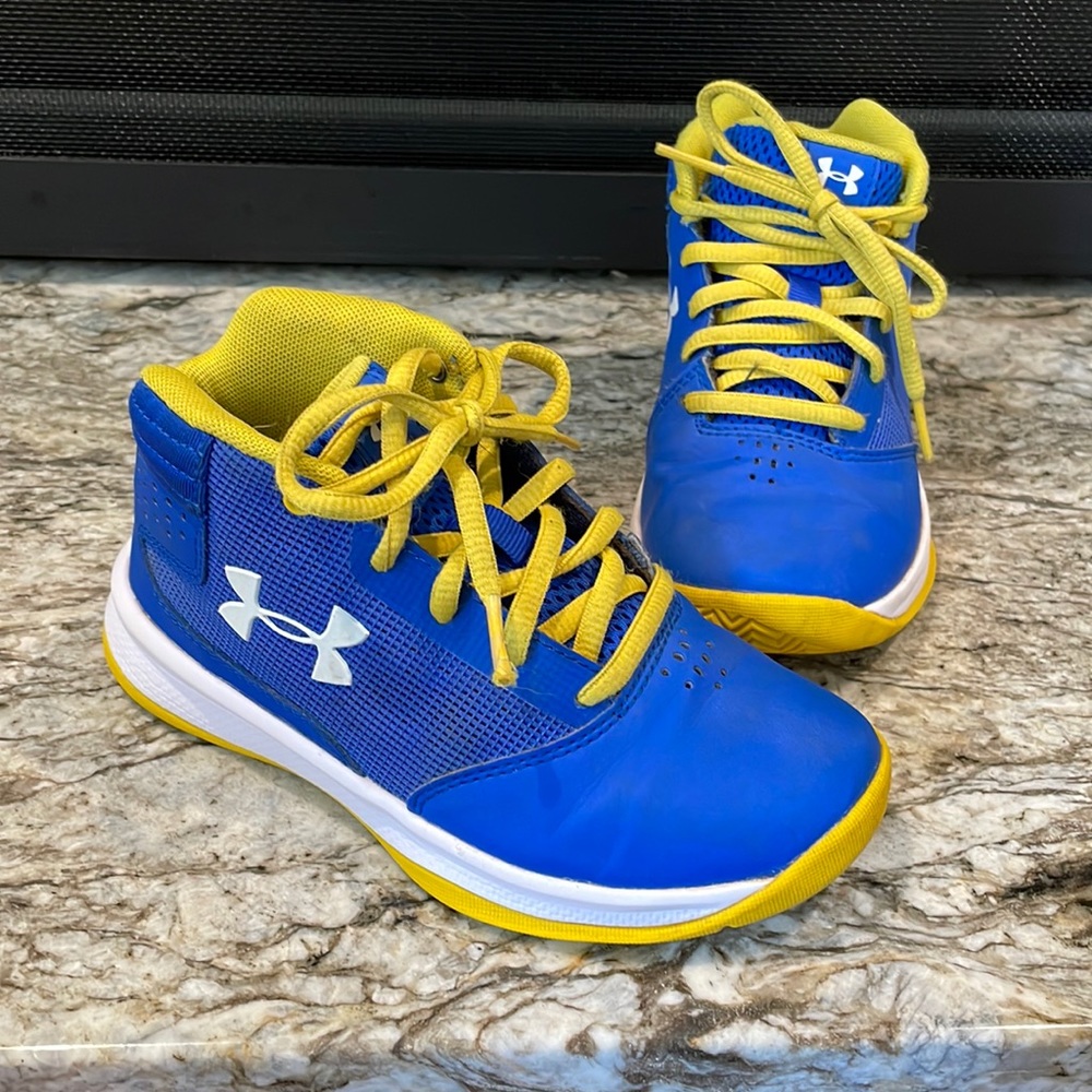 Youth boys blue Under Armour shoes, size 12.